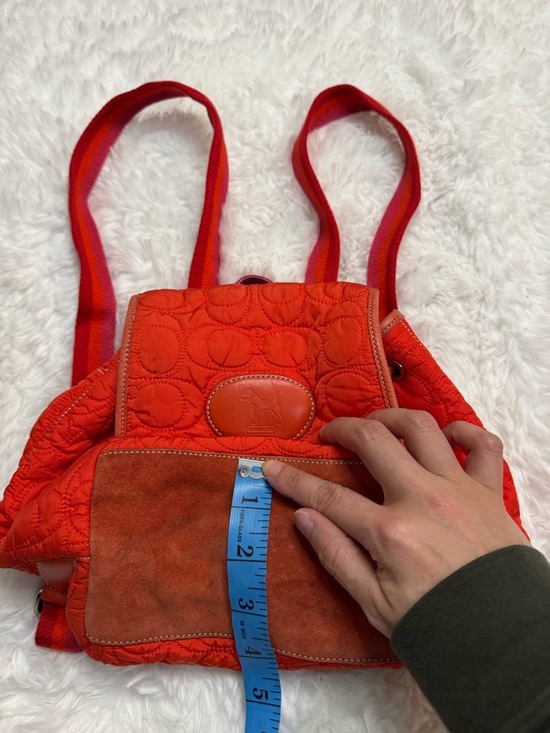 Coach Limited Edition Y2K Quilted Mini Backpack in Coral Red Orange Color main image 2